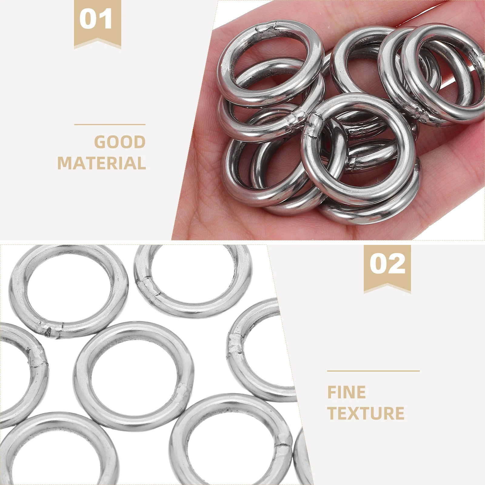 24 قطعة حلقات من الفولاذ المقاوم للصدأ 4 مللي متر الصلبة مغلقة O شكل الأطواق المعدنية لصنع المجوهرات الحرفية زاك لتقوم بها بنفسك مكرامية ديكور ملحومة #2