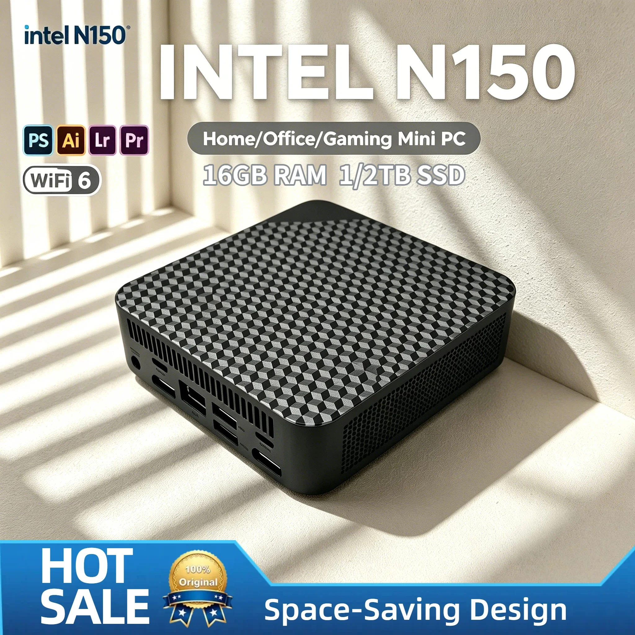 Intel N150 Mini PC 16GB 512GB M.2 NVMe SSD Triple 4K HDMI Output WiFi6 BT 5.2 Silent Cooling Office Home Desktop Pro Ultra Fast