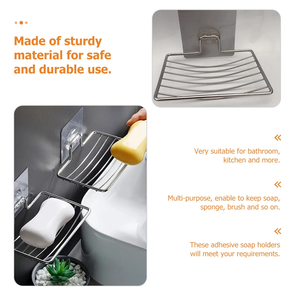 2 قطعة صندوق شفط حامل من الفولاذ المقاوم للصدأ للاستحمام جدار بار تخزين الصابون المطبخ الحمام المنظم صحن الصابون القابل للتصريف #4