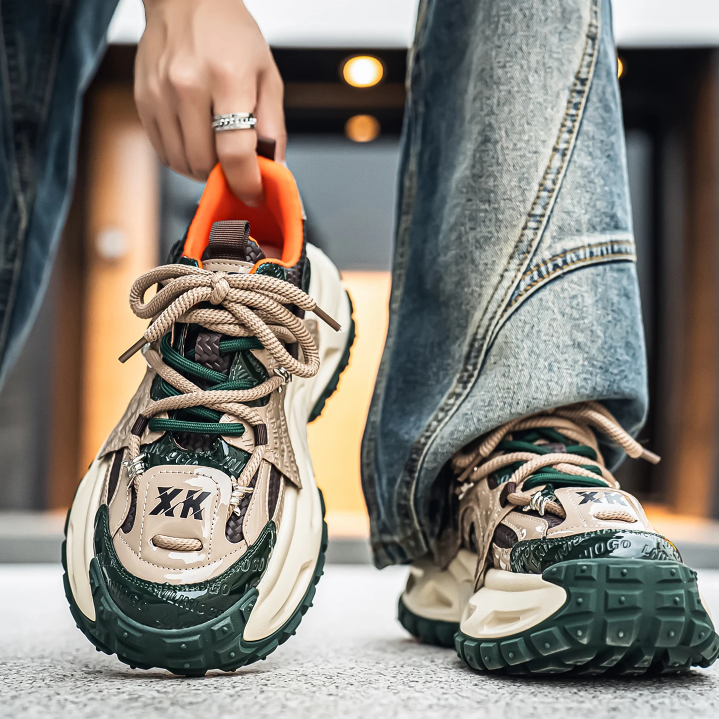 

2025 Autumn New Men's Casual Sneakers, Korean Trendy Dad Shoes with Thick-Soled & Elevator Design