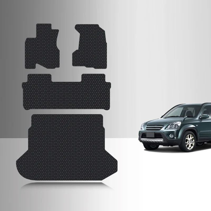 Full Set Floor Mats Black For Honda CR-V All Weather 2002 2003 2004 2005 2006 United States