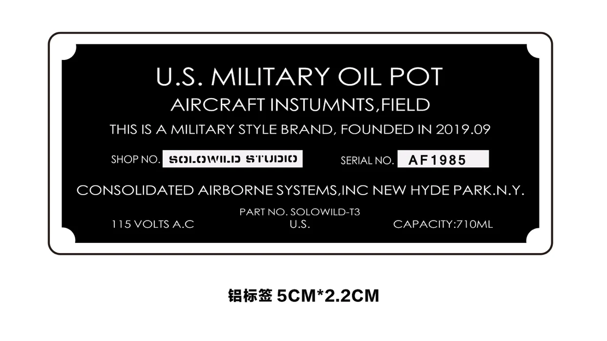 

Air Force Military Style Aluminum Label Outdoor Camping Products Metal Label Label Trendy Retro Tough Style