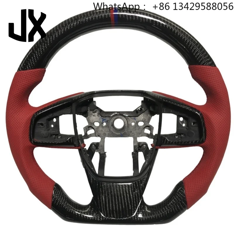 For Honda Civic CRV Shadow Sports Carbon Fiber Steering Wheel Car Accessories Carbon Fiber Perforated Leather Steering Wheels