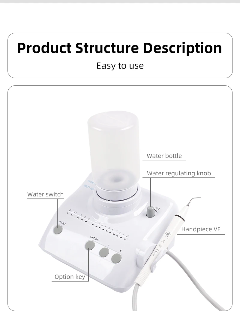 VVDental Ultraschall-Scaler-Maschine mit LED-Licht zur Entfernung von Zahnbelägen und Zahnstein, Reinigung der Zähne, Zahnaufhellungswerkzeuge für die Zahnmedizin – Detail 25