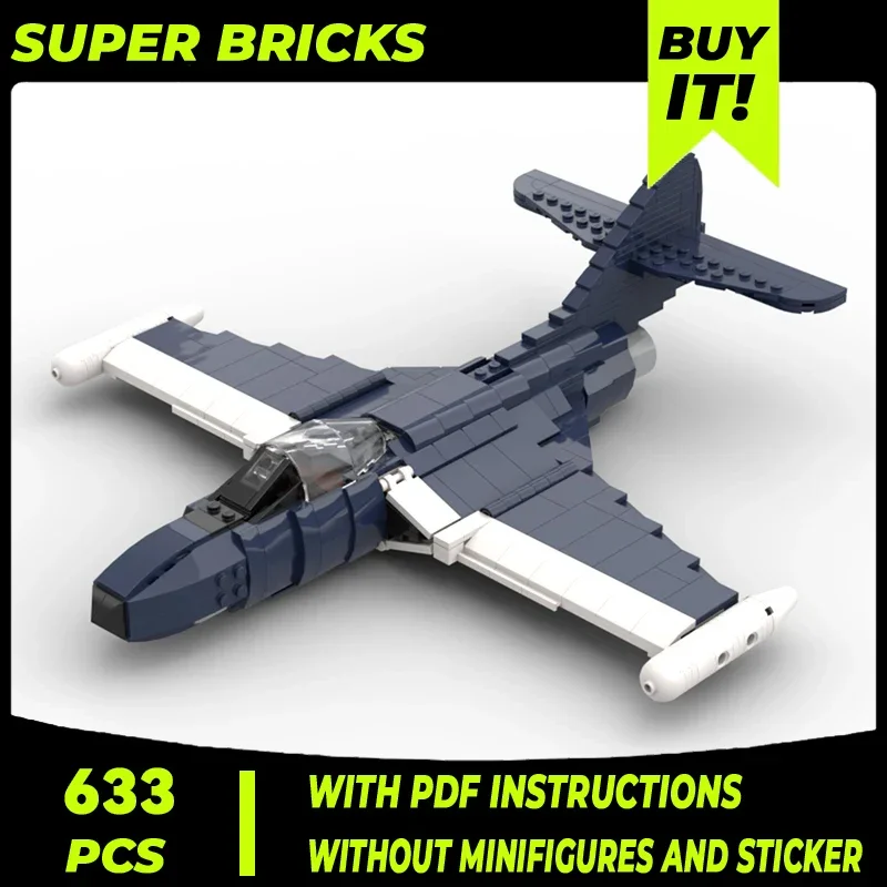 

Moc Building Bricks Military Model Navy Grumman F9F Panther Fighter Technology Blocks Gifts Christmas Toys DIY Sets Assembly