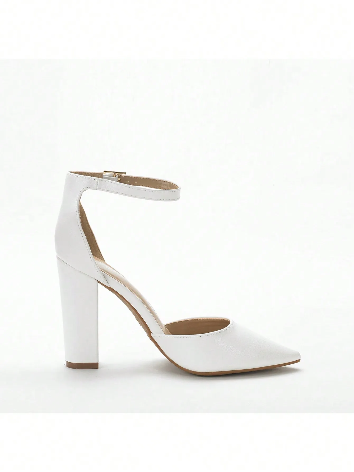 Women's Closed Pointed Toe Ankle Strap Chunky Block Heel Pumps, Elegant Fashion Buckle Ankle Strap High Heel Dress Pumps, Comfortable Thick Chunky Heels Formal Wedding Bridal Shoes for Ladies, Versatile Women Dress Heels Suitable for Wedding Guest, Prom, view 6