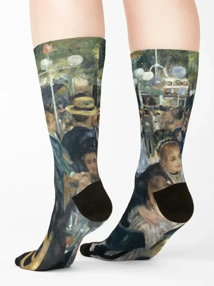Bal du Moulin de la Galette Oil Painting by Auguste Renoir Socks cool fashionable Argentina anime Socks For Girls Men's