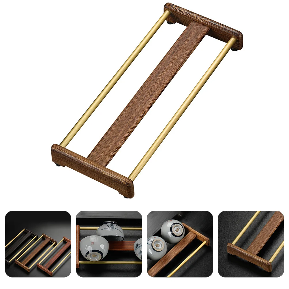 

1Pcs Wooden Teacup Holder Copper Tea Ceremony Accessories Organizer Drying Rack Storage Rack for Home Coffee Table Desktop