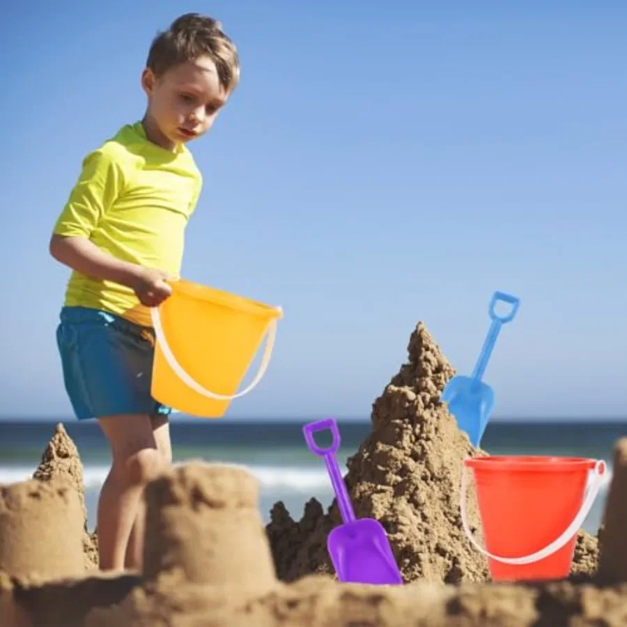 Cubo de playa de arena de 5 pulgadas con palas, cubo de agua para diversión en la playa, gran accesorio para fiesta de verano (24 cubos + 24 palas)