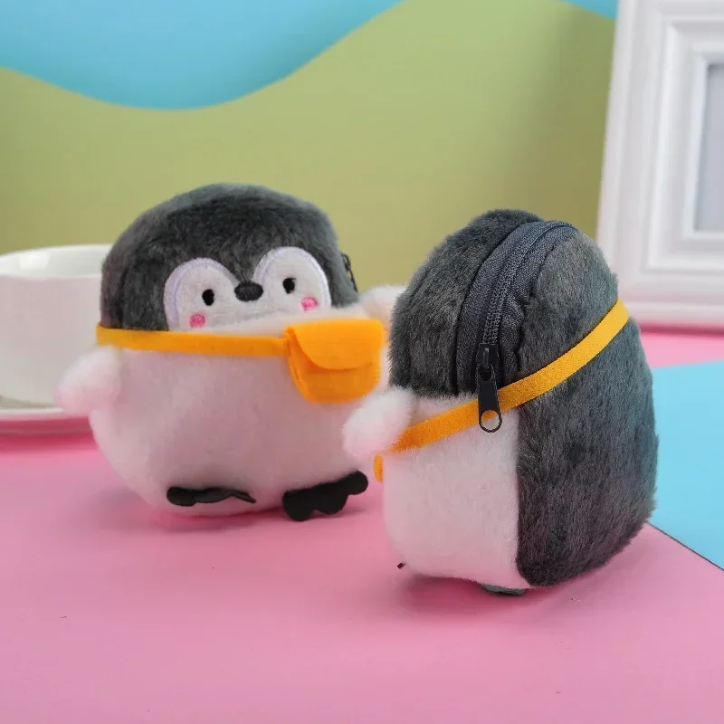 Mini cartera Zero para auriculares para niños, bolso de mano de pingüino de felpa lindo, bolso de almacenamiento Kawaii suave de modelado de animales, nuevo, 2024