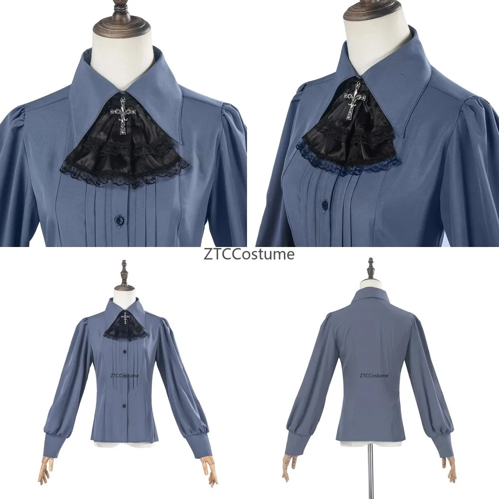 

Victorian Gothic Lolita Blouse Medieval Renaissance Pirate Cosplay Top Long Sleeve Lotus Ruffle Vintage Shirt for Women