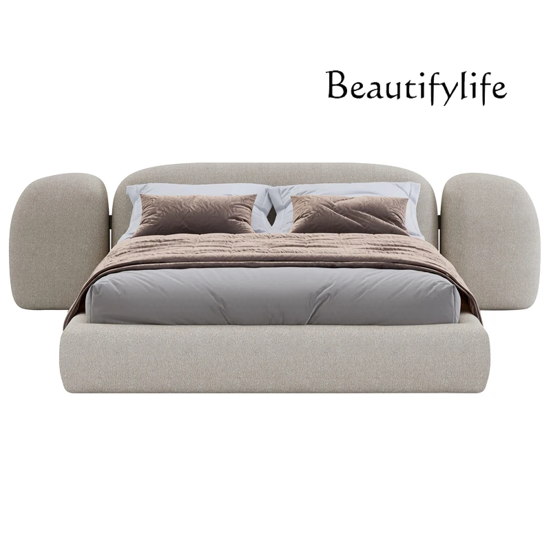 Italian High-End Furniture Soft Cushion Fabric Bed Modern Minimalist 1.5M Double Floor Bed