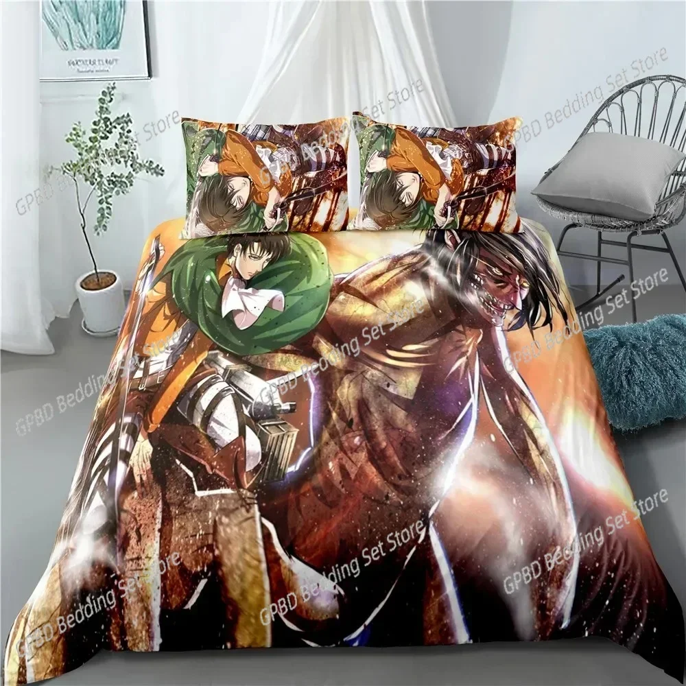 Luxury New 3D Print Fashion Anime Attack on Titan Home Textile Pillow Case Duvet Covers Comforter Bedding Sets For Home Textiles