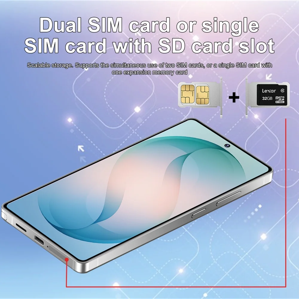 K-Touch Smartphone For C26 Ultra 5G Cell Phone 7800mAh Battery Mobile Phones Full Display 48MP Camera 7.3 Inch HD Android 22GB RAM 2TB ROM Octa Core Face ID Dual SIM 4G Unlocked Android 15 Cell Phone with FM Radio GPS