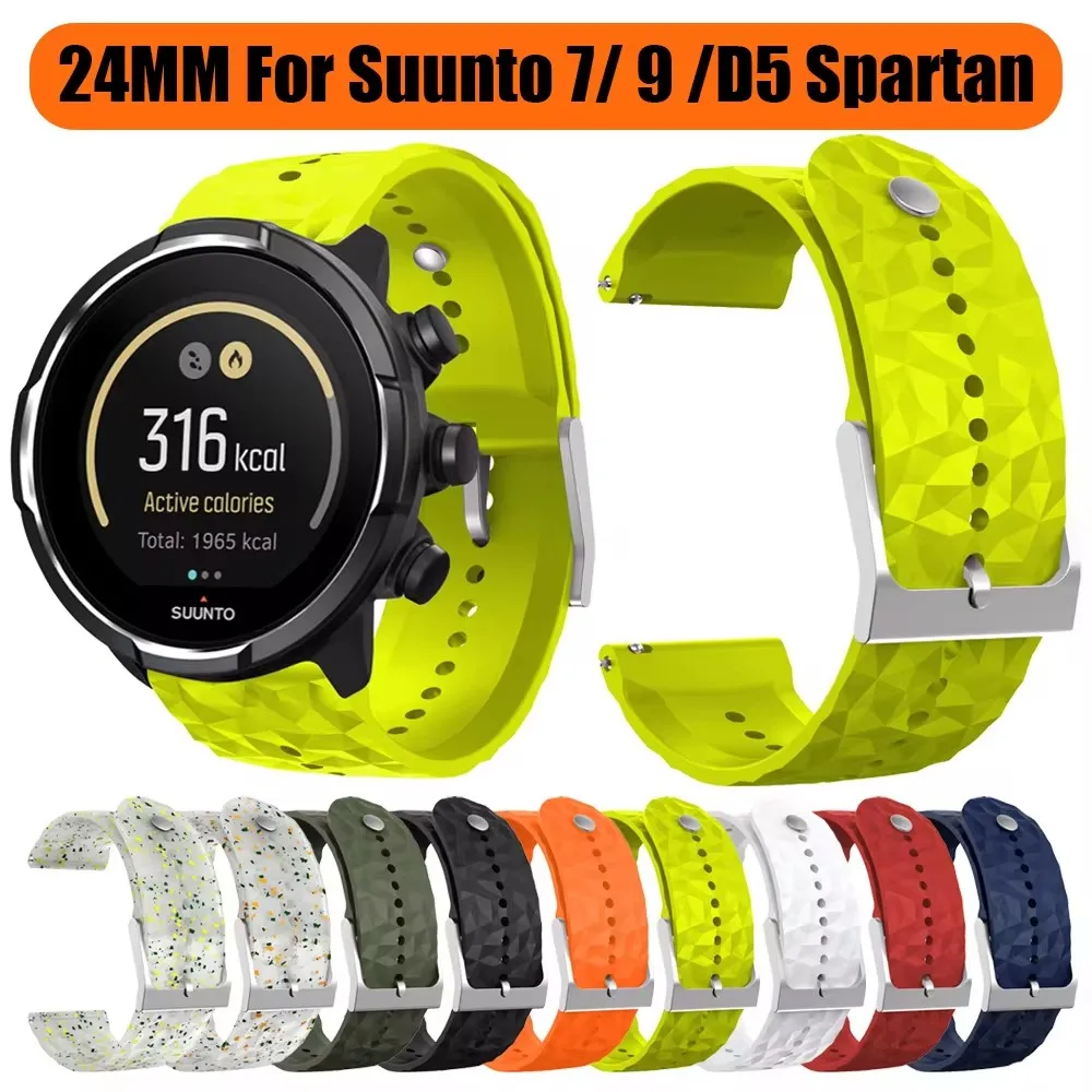 

24mm Outdoor Breathable Sports Silicone Strap Band For Suunto 7/ 9 /D5 Spartan Wrist HR Baro Smart Watch Replacement Watchband