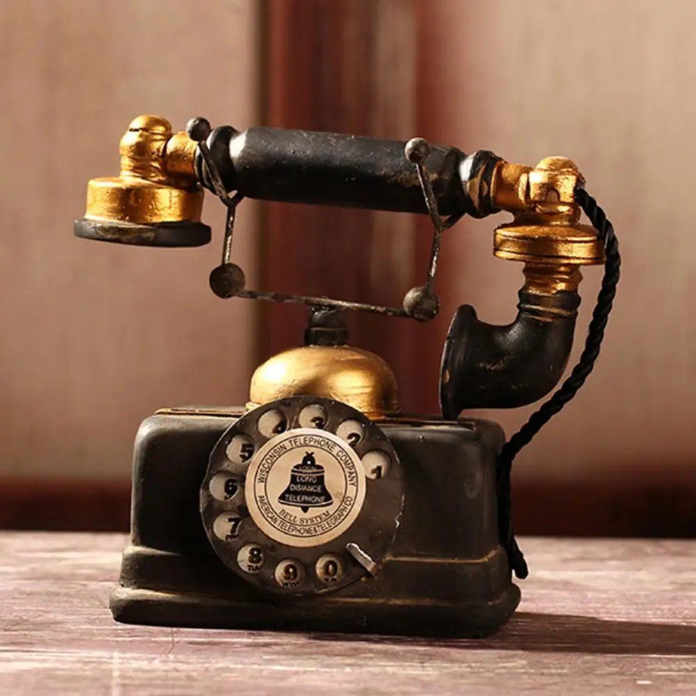 Resin Telephone Model Vintage Phone Miniature Retro Bookstore Cafe Decora Ornaments Photography Props Bar Decorative Telephones