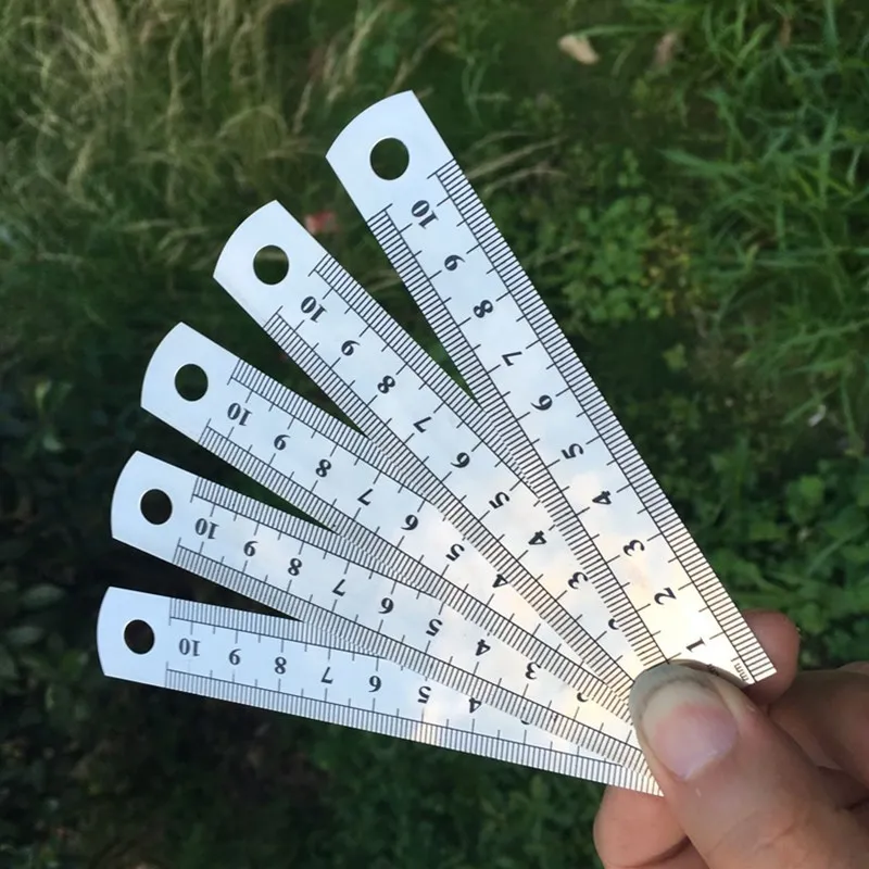 10cm metalowa linijka prosta ze stali nierdzewnej podwójna skala narzędzie pomiarowe w calach artykuły biurowe szkolne artysta uczeń rysunek artykuły papiernicze