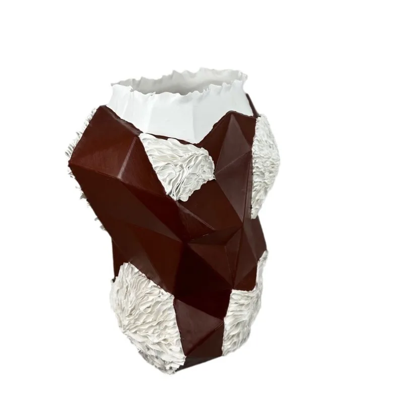 

imitation leather geometric flower ware vase model room villa hotel rust with safflower soft decoration jewelry