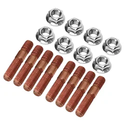 8 Pcs M8 1.25 Threaded Turbo Studs Kit 8mm Metal Alloy High Pressure Resistant Exhaust Manifold Stud Bolt Nut Hardware