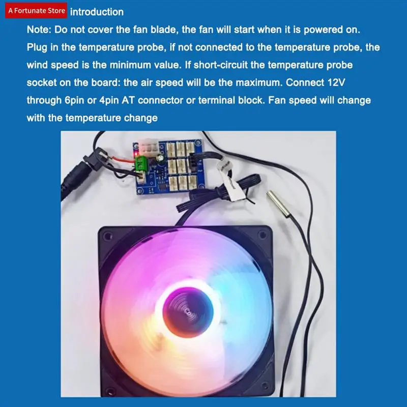 PWM Speed Controller 12V Temperature Measurement Control NTC Control Computer Case Fan Multi-Circuit Speed Controller Durable