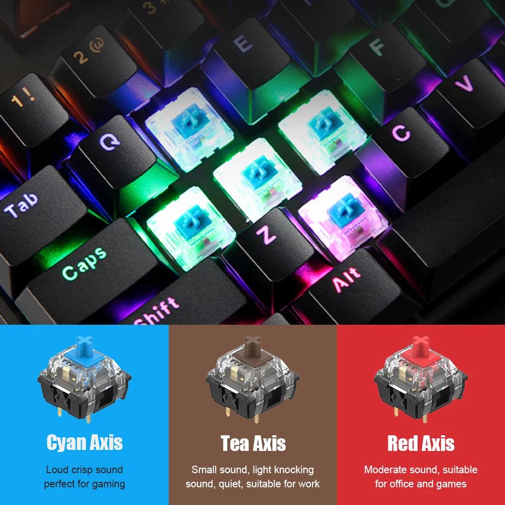 CASEPOKE 87 Keys Gaming Keyboard with Blue Switch Red Switch Brown Switch Hotswap Keyboard Wired Mechanical Keyboard Gamer