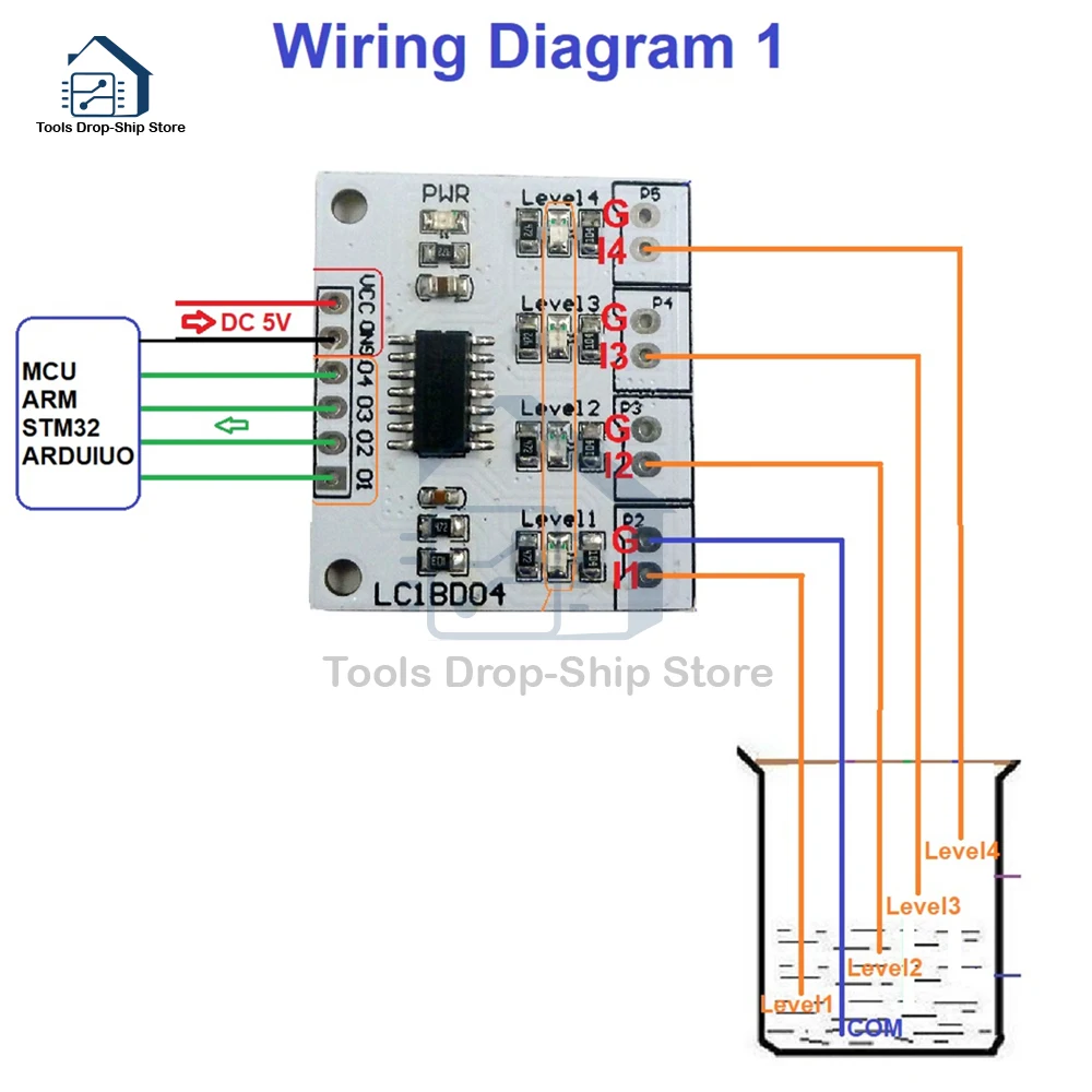 DC 5V 7-12MA 4 Digital Water Liquid Level Indicator Board Controller modulo interruttore sensore per Fish tank Water Tower