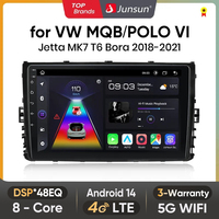 Junsun Android wireless CarPlay Auto Car Radio For Volkswagen MQB POLO VI Jetta MK7 T6 Bora 2018-2021 Intelligent Systems DSP