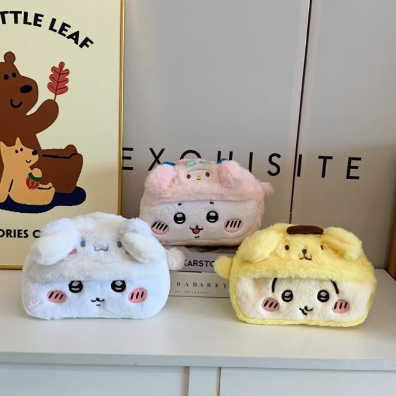 Chiikawa Plush Pencil Case Kawaii Soft Stuffed Stationery Bag Large Capacity Cosmetic Pouch Cute Desk Organizer Birthday Gift