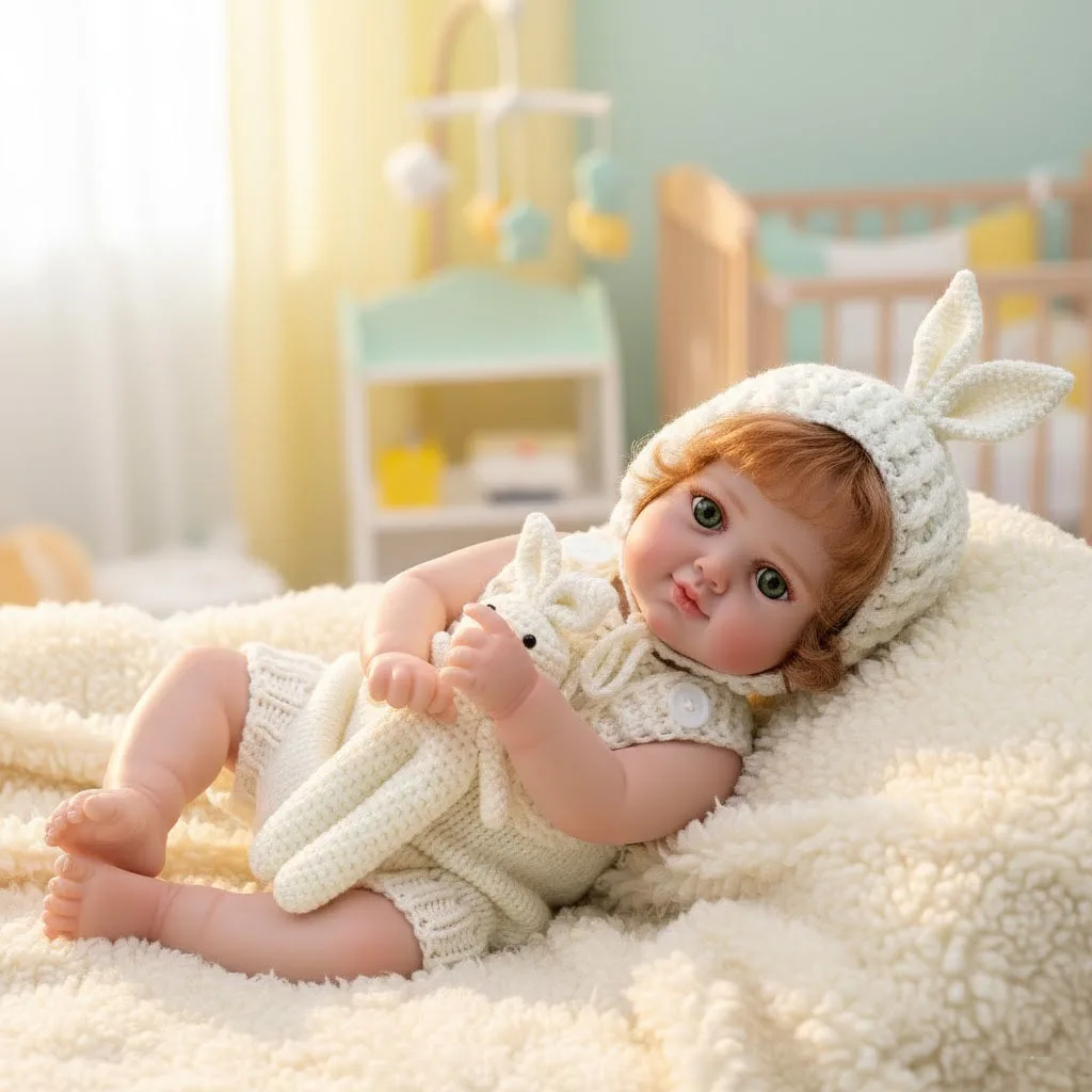 Lalka Reborn Cloveray 48 cm, całe ciało z winylu, realistyczna, 20-calowy zestaw z dzierganym króliczkiem, lalka winylowa ręcznie robiona, wysoka jakość kolorów, zabawka, prezent dla dziecka