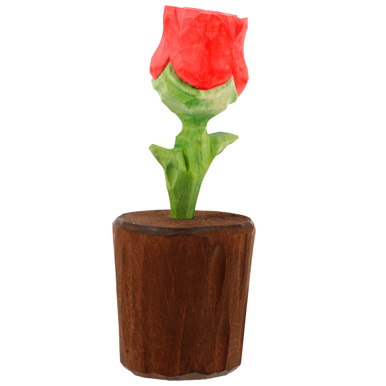

Wooden Rose Ornament Decoration Valentine'S Day Gift Anniversary Home Office Desktop Craft Wood Flower Statue Eternal Love