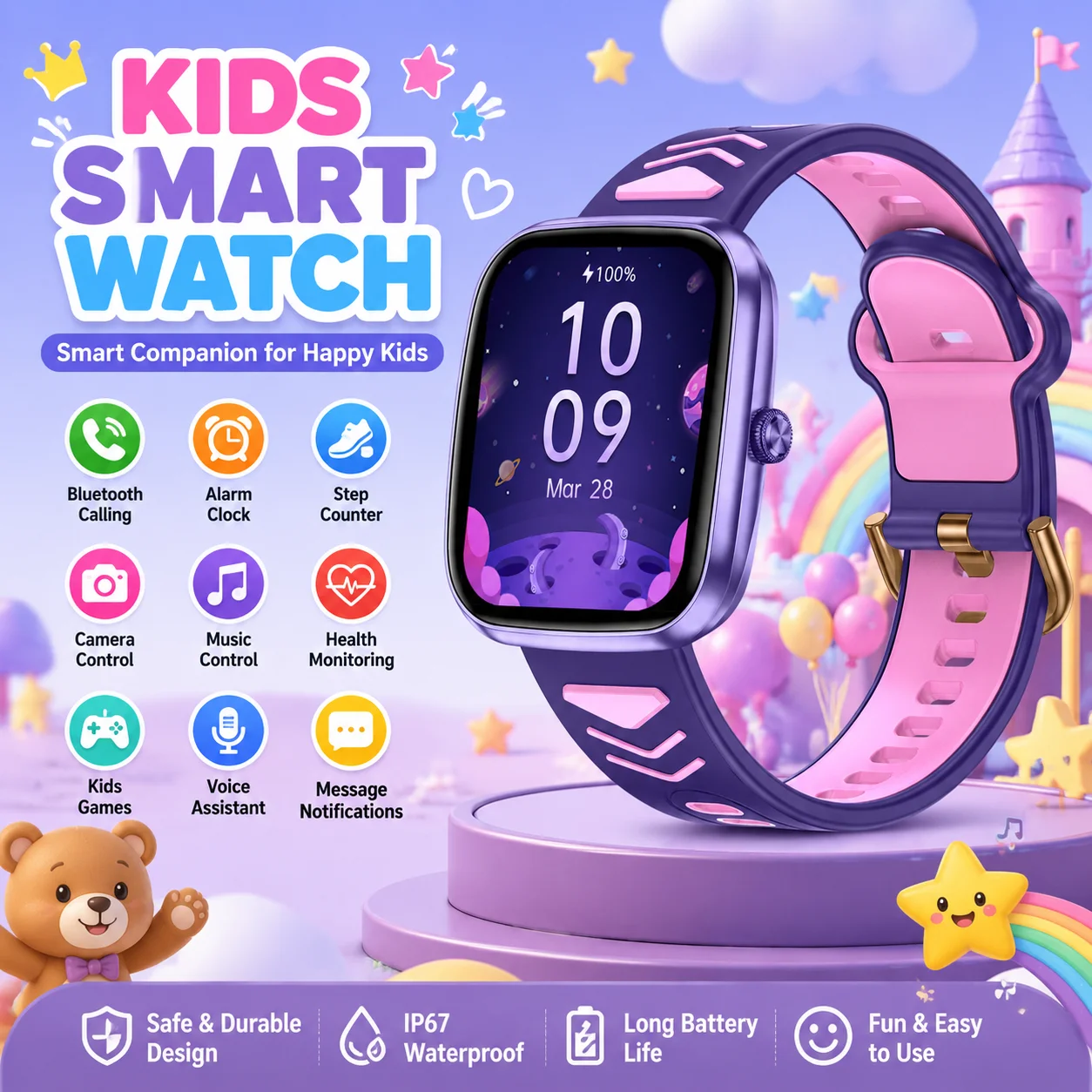 Smartwatch Watches For Kid Boy - 2026年新発売キッズスマートウォッチ ゲーム機能付き 子供用腕時計 健康モニタリング スマートウォッチ 歩数計