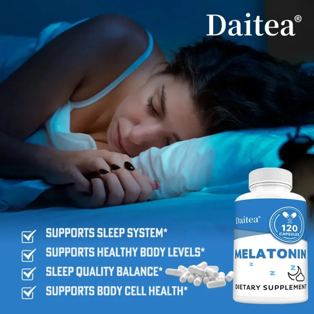 Melatonin Capsules 5mg - Supports Relaxation, Stress, and Healthy Sleep, Non-GMO