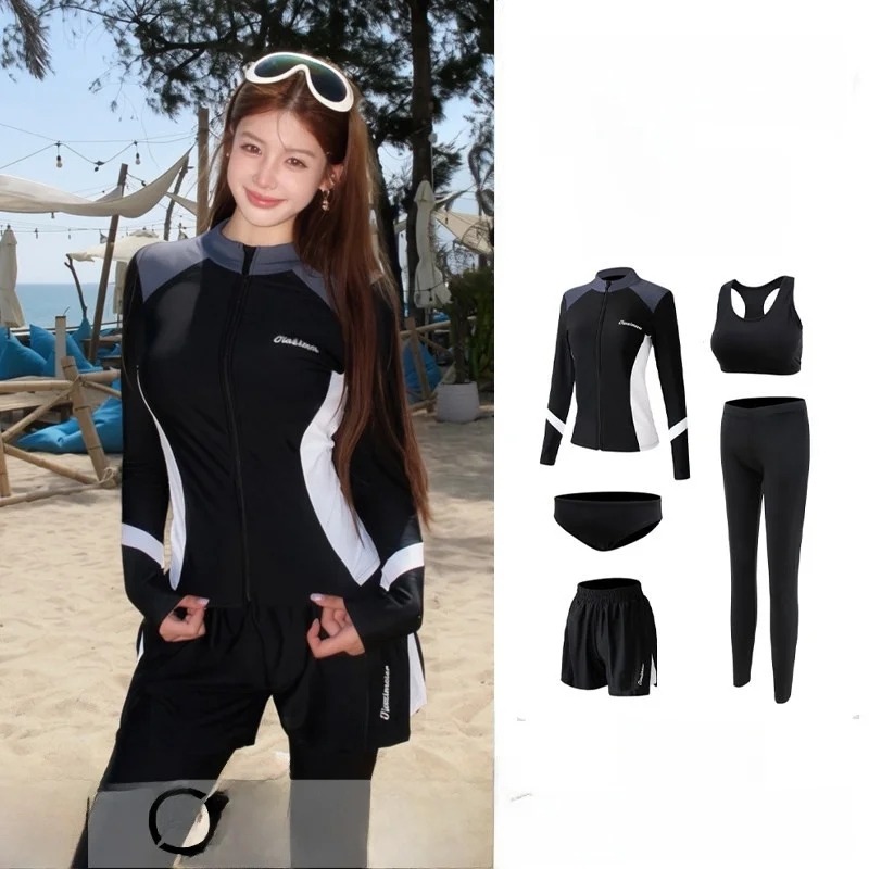 women's-dive-suit-quick-dry-long-sleeve-outdoor-beach-snorkeling-surfing-separate-swimsuit-set-sun-protection-nylon-material