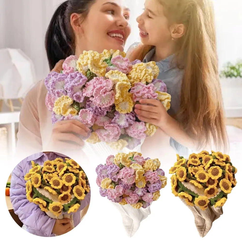 

Вязаное крючком одеяло с букетом роз, модное одеяло с подсолнухами и гвоздиками, искусственное вязаное одеяло, готовое изделие ручной работы, одеяло с гвоздиками