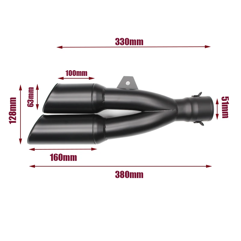 Universal Right and Left Motorcycle Double Hole Exhaust Pipe Moto Motorbike Muffler Escape For Ninja 250 R1 R3 R25 Benelli 502C