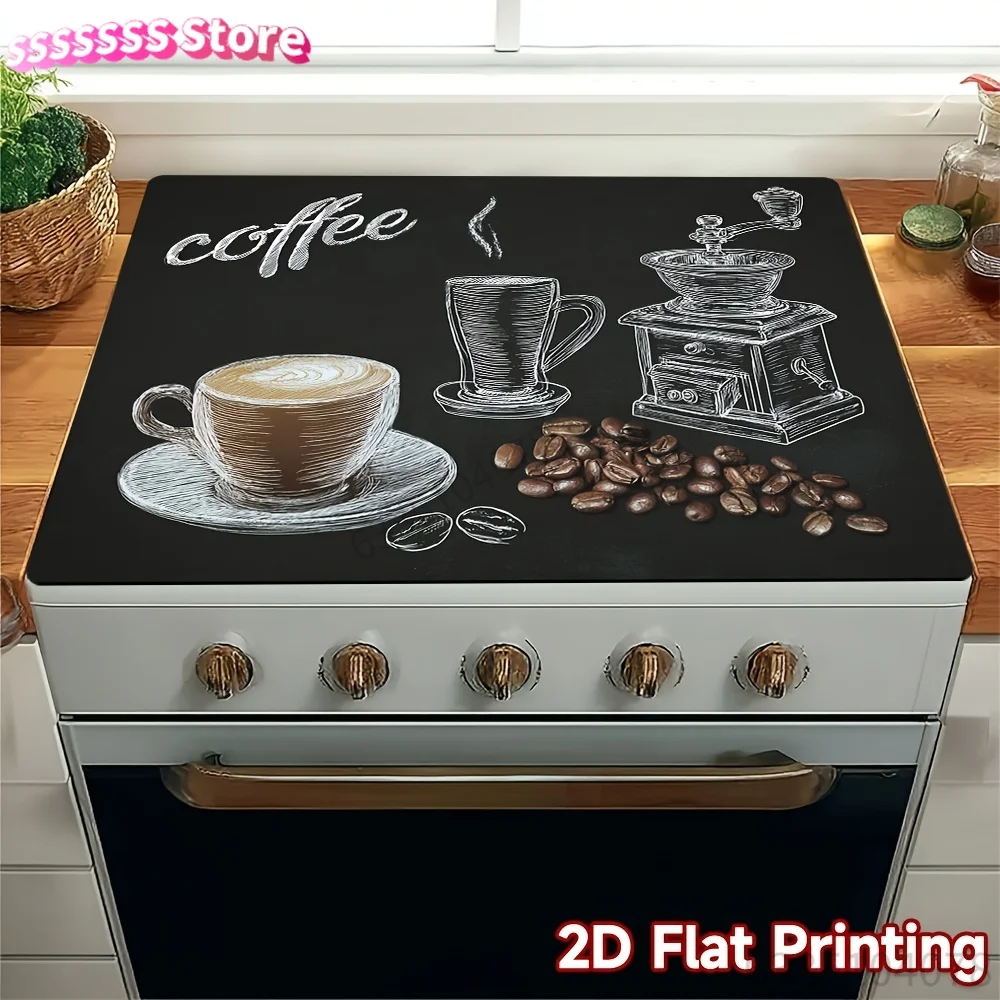 Protector de Estufa Moderno con Diseño de Granos de Café - Protector de Vitrocerámica Apto para Hornos, Paneles de Estufa, Lavadoras y Más