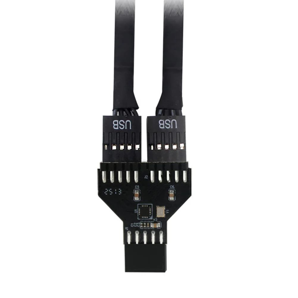 USB 2.0 Connector Front Panel Plug-in Connector Motherboard USB2.0 9Pin Extension Cable Adapter 1 To 2 USB HUB for RGB Lamp Fan