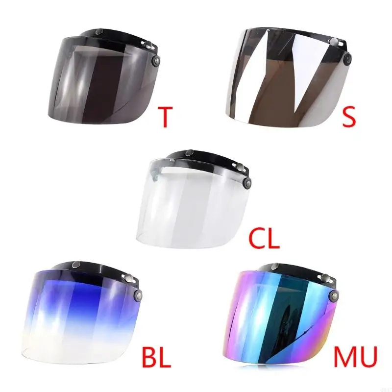 

094C Durable Windproof 3-Snap Visor Lens Shield for Motorcycle Helmets Up Down Open Face Anti Glaring Helmet Accessories