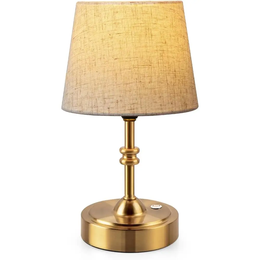 

ONEWISH Small CordlLamp, Battery Operated Table lamp Dimmable, 4000mAh Rechargeable, Touch Bede Lamp with Beige Linen abric Shad