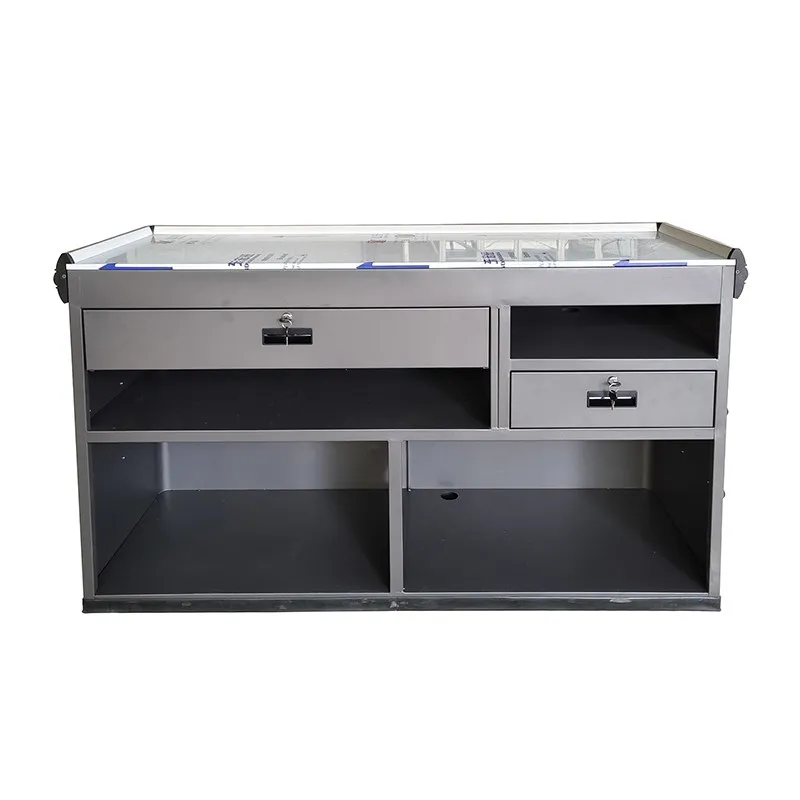 Checkout page Supermarket integrated corner No need to assemble Aluminum alloy hemming Stainless steel countertop Integral metal