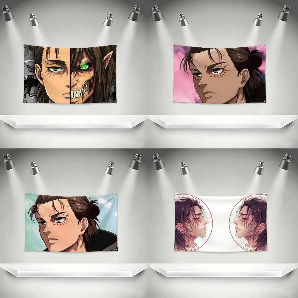 Attack on Titan Eren Yeager  Flags Wall Hanging Tapestry Outdoor Garage Room Decorative flag Background Blanket