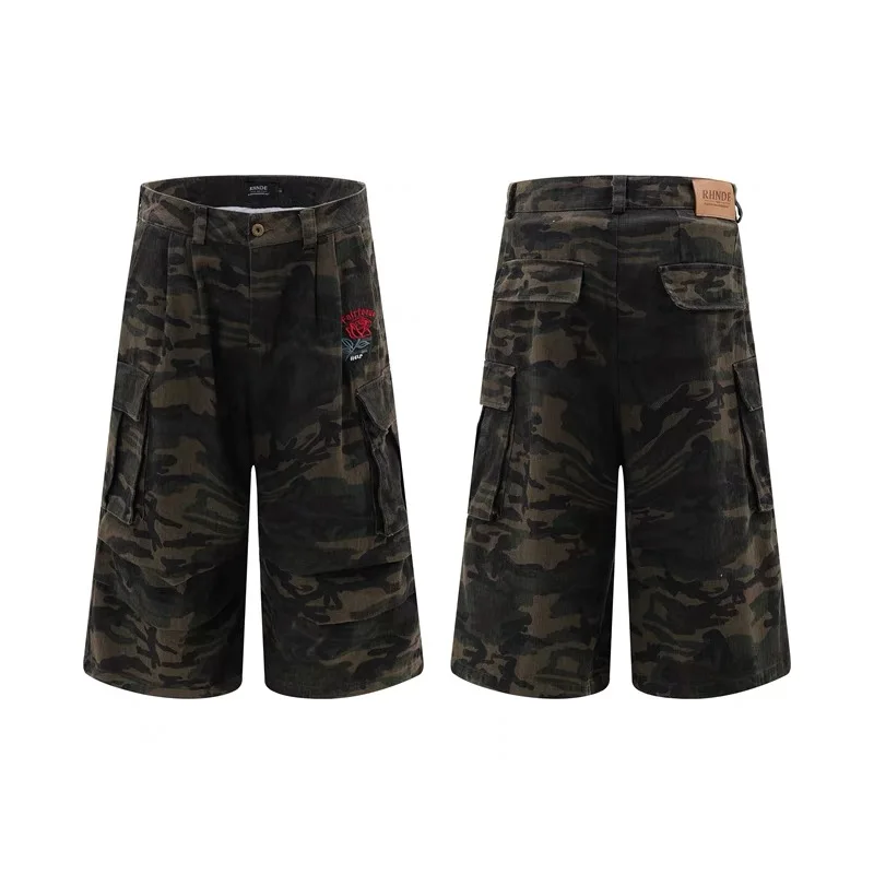 Vintage High Waist Loose Jean Shorts Y2K Wide Leg Baggy Camouflage Denim Shorts Summer New Mens Womens Casual Streetwear Shorts