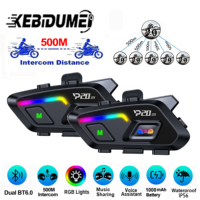 BT6.0 Full-Duplex Motorcycle Intercom Helmet Headset 500M Wireless Interphone Music Share 1000mah Battery Waterproof Earphone
