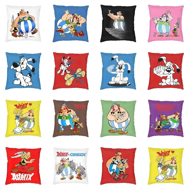 Adventure Comic Asterix And Obelix Cushion Covers Manga Getafix Dogmatix Pillow Case for Sofa Pillowcase Living Room Decoration