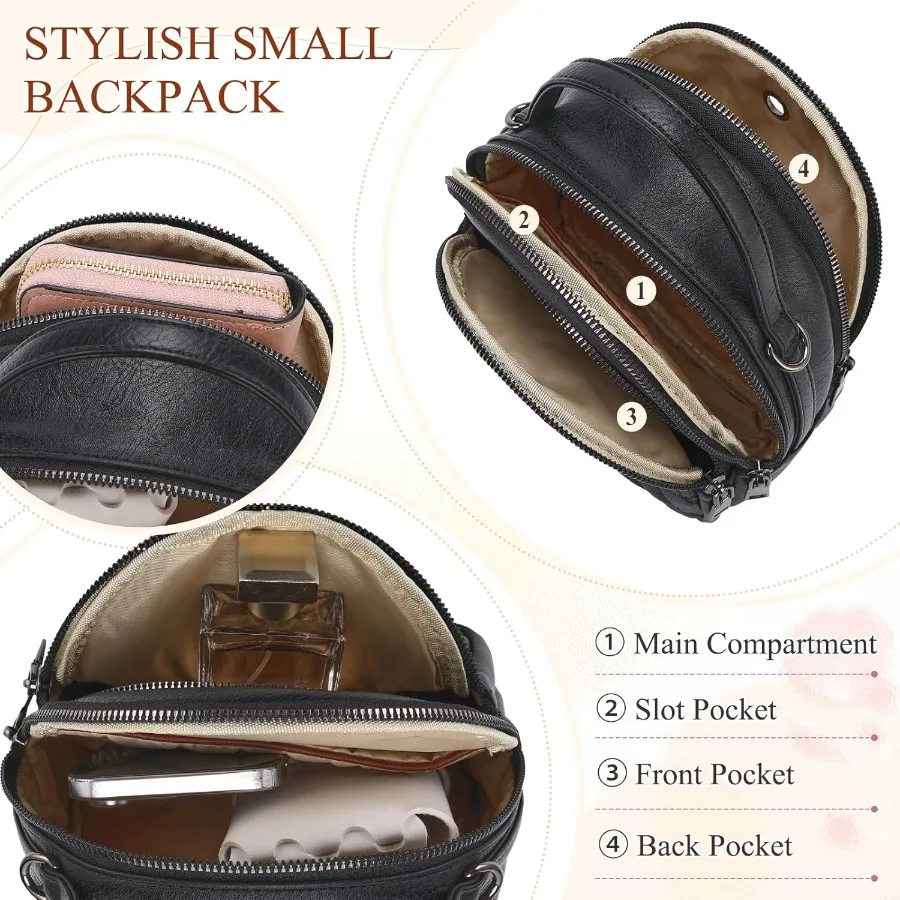 حقيبة ظهر VX VONXURY Mini حقيبة كتف نسائية عصرية قابلة للتحويل مع حزام جيتار