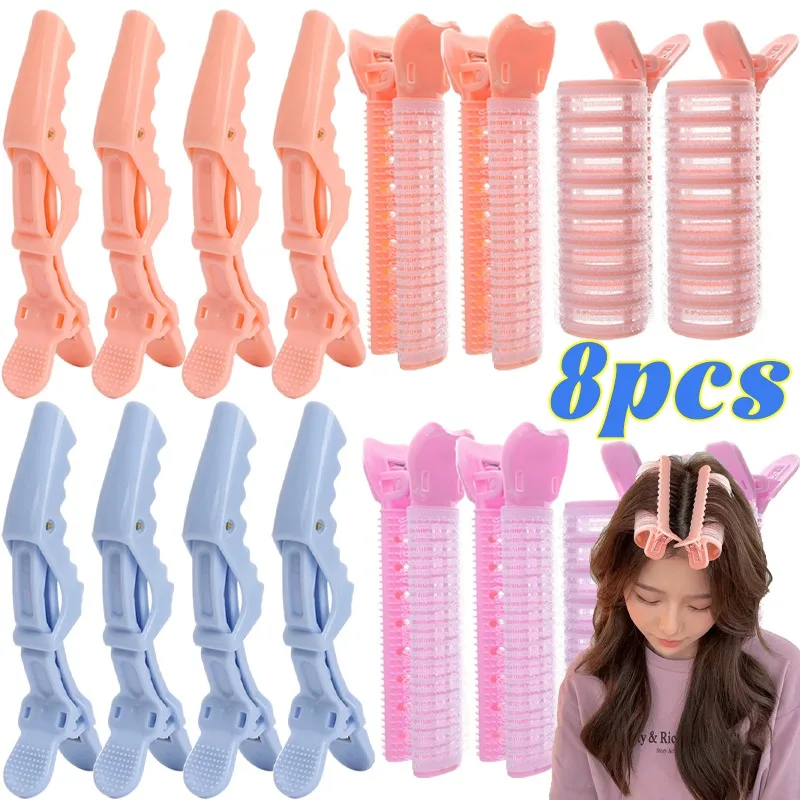 4/8pcs Lazy Hair Rollers Pins DIY Magic Home Hairdressing Fluffy Hair Clip Bangs No Damage Bang Top Curling Barrel Styling Tool
