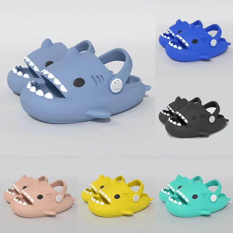 Children Sandals Kids Slippers Shoes Cartoon Shark Summer Boys Girls Baby Thick Soft Sole Non-slip