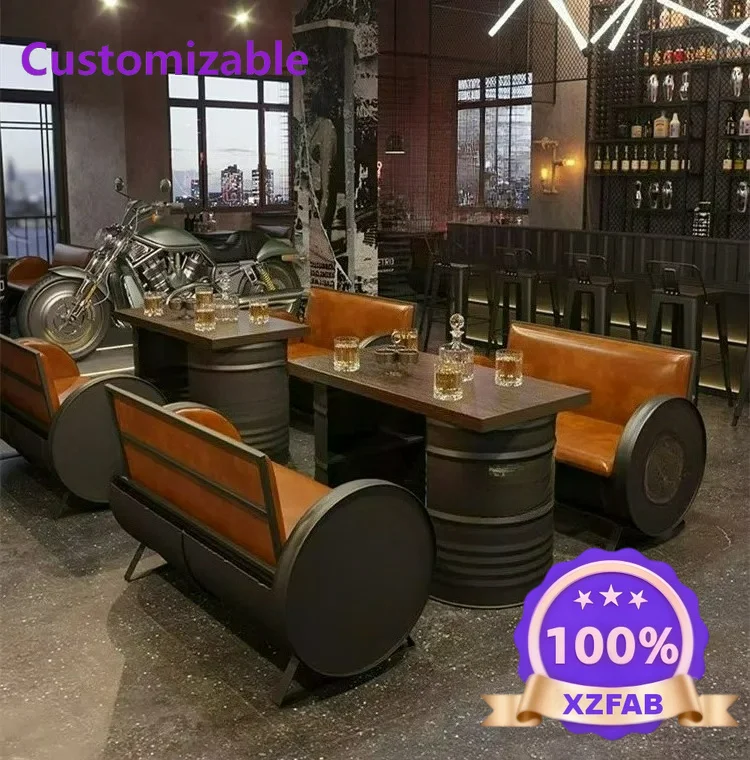 Factory Direct 2026 Bar trasparente in stile industriale KTV Divano in ferro Booth Pub creativo Sala da pranzo bar Divano