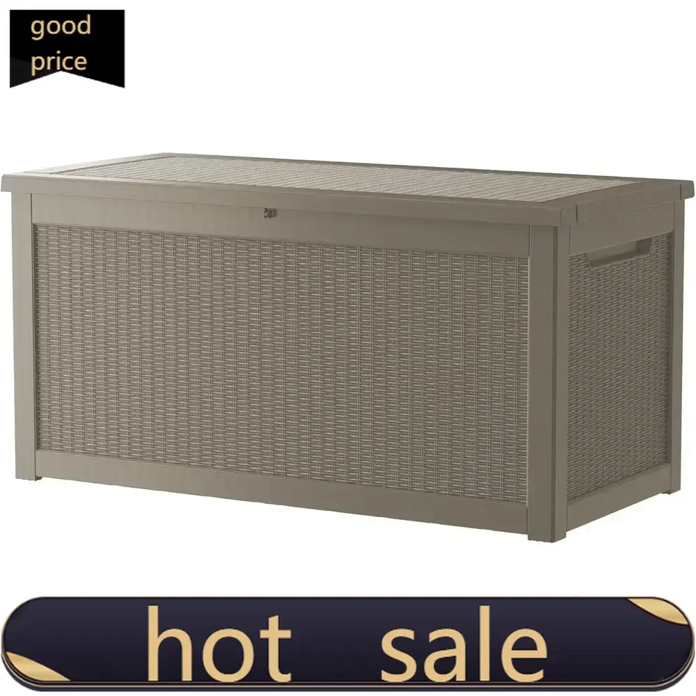 

Популярный большой запираемый уличный ящик для хранения, 320 галлонов, из полимерной смолы, всепогодный контейнер для патио и аксессуаров для бассейна