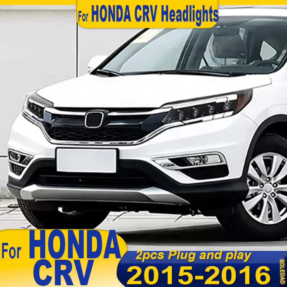 

Пара автомобильных фар для Honda CRV 2015-2016: Светодиодные фары в сборе с динамическими ДХО и сигналами поворота, аксессуары для тюнинга
